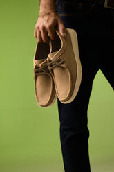 Olive NU-buk Leather Lace-up